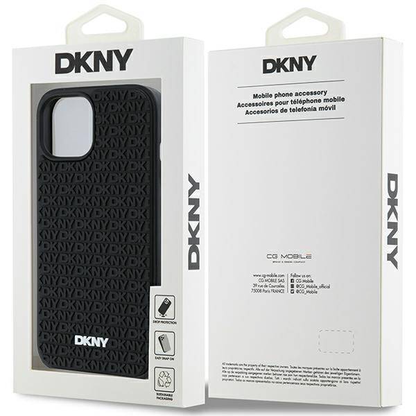 DKNY DKHCP15S3DRPWK iPhone 15 / 14 / 13 6.1" czarny/black hardcase 3D Rubber Repeat Pattern