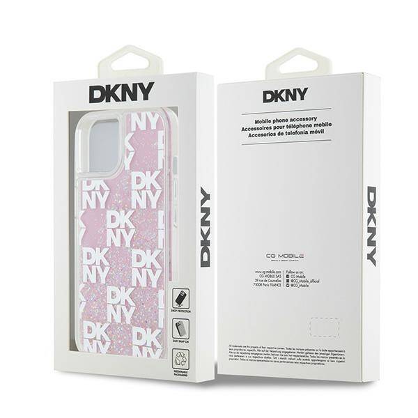 DKNY DKHCP15SLCPEPP iPhone 15 / 14 / 13 6.1" różowy/pink hardcase Liquid Glitter Multilogo