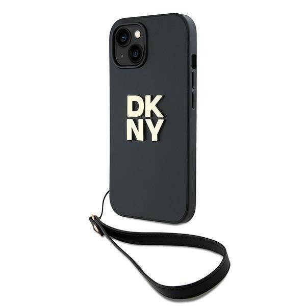 DKNY DKHCP15SPBSWSK iPhone 15 / 14 /13 6.1" czarny/black hardcase Wrist Strap Stock Logo