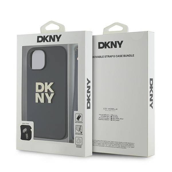 DKNY DKHCP15SPBSWSK iPhone 15 / 14 /13 6.1" czarny/black hardcase Wrist Strap Stock Logo