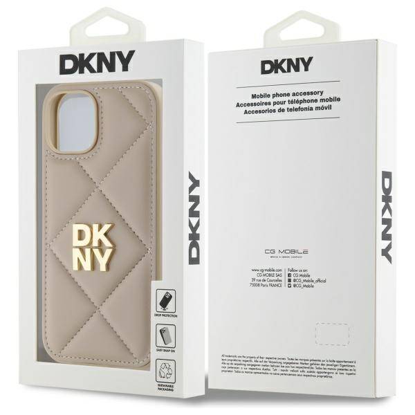 DKNY DKHCP15SPQDSLE iPhone 15 6.1"        beżowy/beige Quilted Stack Logo