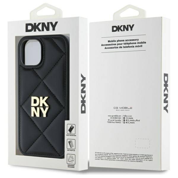 DKNY DKHCP15SPQDSLK iPhone 15 6.1"        czarny/black Quilted Stack Logo