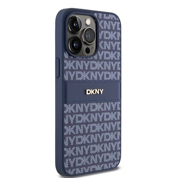 DKNY DKHCP15XPRTHSLB iPhone 15 Pro Max 6.7" niebieski/blue hardcase Leather Mono Stripe & Metal Logo