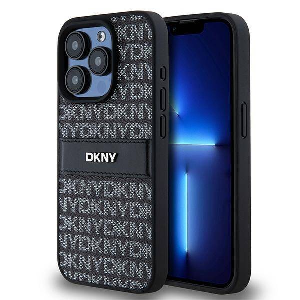 DKNY DKHCP15XPRTHSLK iPhone 15 Pro Max 6.7" czarny/black hardcase Leather Mono Stripe & Metal Logo