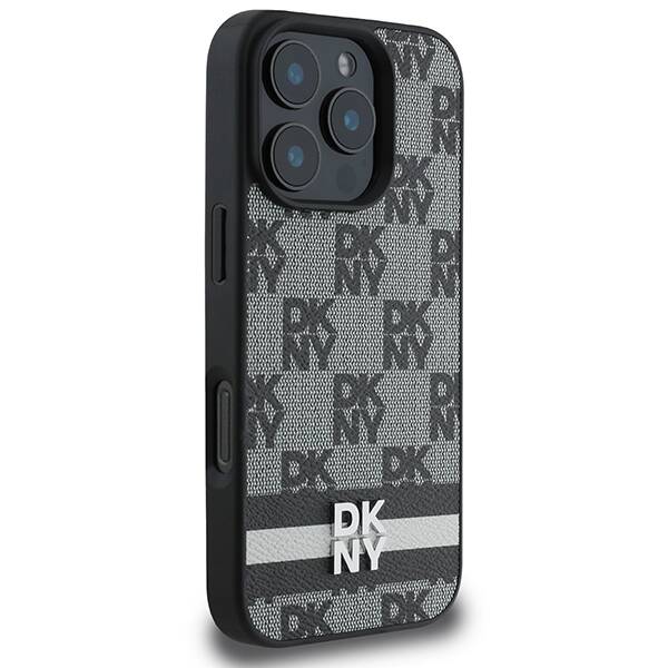 DKNY DKHCP16LPCPTSSK iPhone 16 Pro 6.3"  czarny/black hardcase Checkered Pattern & Printed Stripes