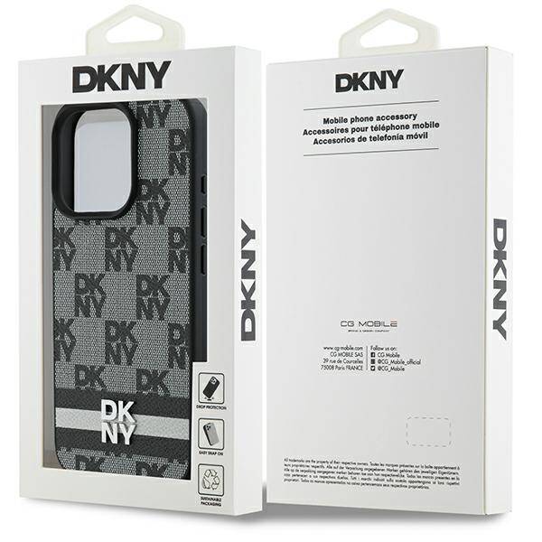 DKNY DKHCP16LPCPTSSK iPhone 16 Pro 6.3"  czarny/black hardcase Checkered Pattern & Printed Stripes