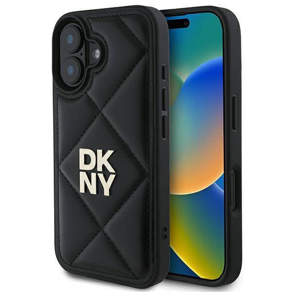 DKNY DKHCP16SPQDSLK iPhone 16 6.1" czarny/black Quilted Stack Logo