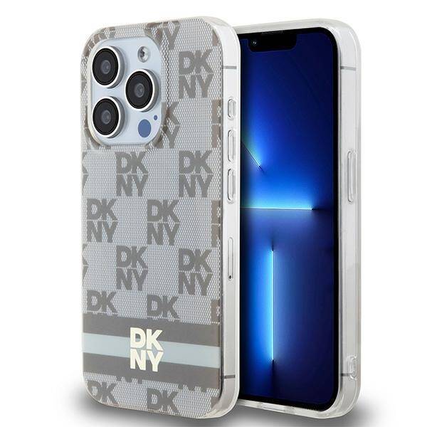 DKNY DKHMP13LHCPTSE iPhone 13 Pro / 13 6.1" beżowy/beige hardcase IML Checkered Mono Pattern & Printed Stripes MagSafe