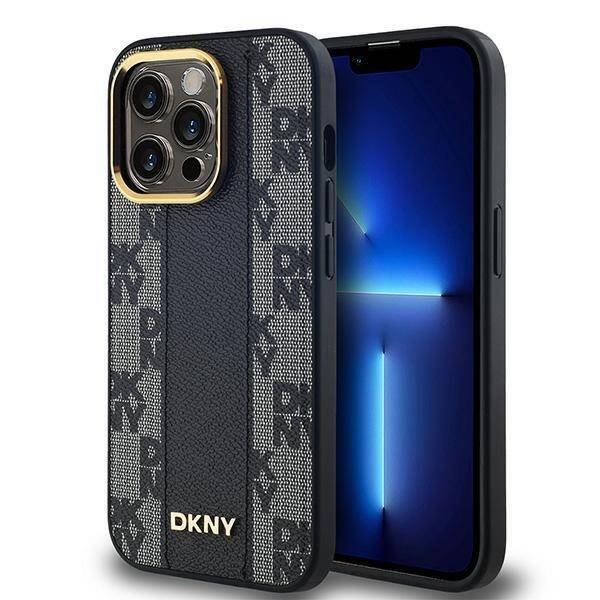 DKNY DKHMP14LPCPVSLK iPhone 14 Pro 6.1" czarny/black hardcase Leather Checkered Mono Pattern MagSafe