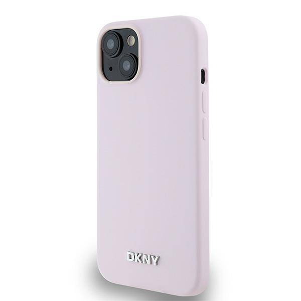 DKNY DKHMP14SSMCHLP iPhone 14 / 15 / 13 6.1" różowy/pink hardcase Liquid Silicone Small Metal Logo MagSafe