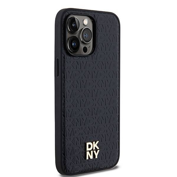 DKNY DKHMP14XPSHRPSK iPhone 14 Pro Max 6.7" czarny/black hardcase Leather Monogram Pattern Metal Logo MagSafe