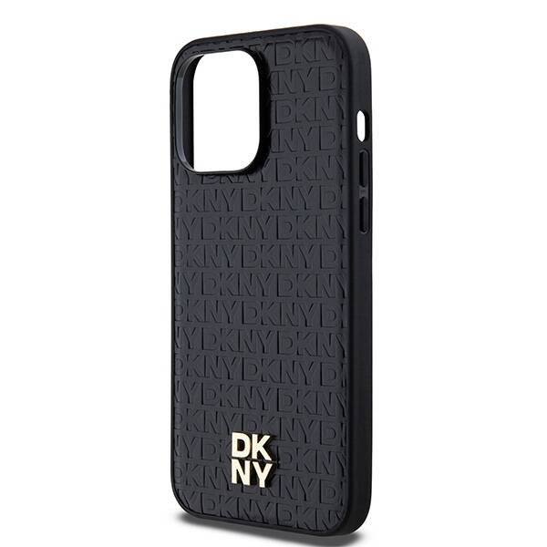 DKNY DKHMP14XPSHRPSK iPhone 14 Pro Max 6.7" czarny/black hardcase Leather Monogram Pattern Metal Logo MagSafe