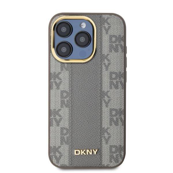 DKNY DKHMP15LPCPVSLE iPhone 15 Pro 6.1" beżowy/beige hardcase Leather Checkered Mono Pattern MagSafe