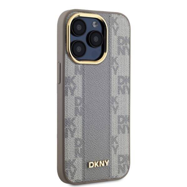 DKNY DKHMP15LPCPVSLE iPhone 15 Pro 6.1" beżowy/beige hardcase Leather Checkered Mono Pattern MagSafe