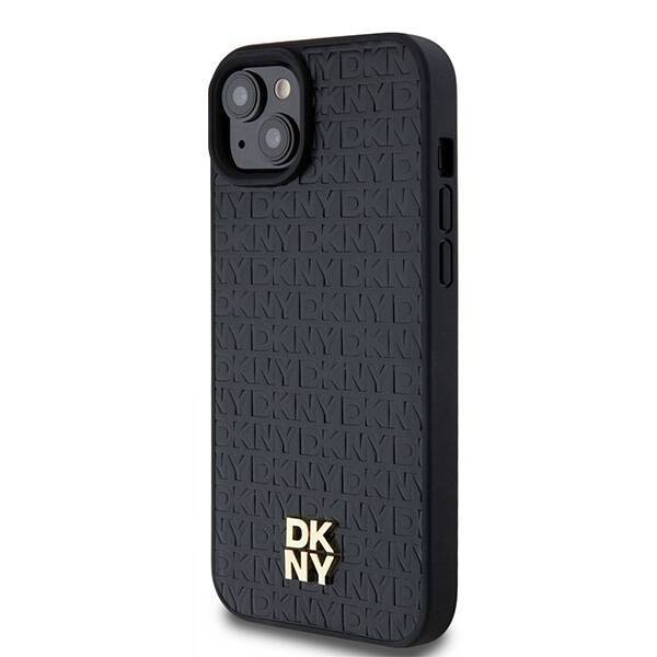 DKNY DKHMP15MPSHRPSK iPhone 15 Plus / 14 Plus 6.7" czarny/black hardcase Leather Monogram Pattern Metal Logo MagSafe