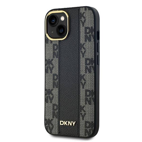 DKNY DKHMP15SPCPVSLK iPhone 15 / 14 / 13 6.1" czarny/black hardcase Leather Checkered Mono Pattern MagSafe