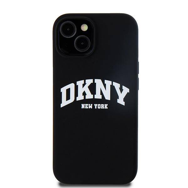 DKNY DKHMP15SSNYACH iPhone 15 / 14 / 13 6.1" czarny/black hardcase Liquid Silicone White Printed Logo MagSafe