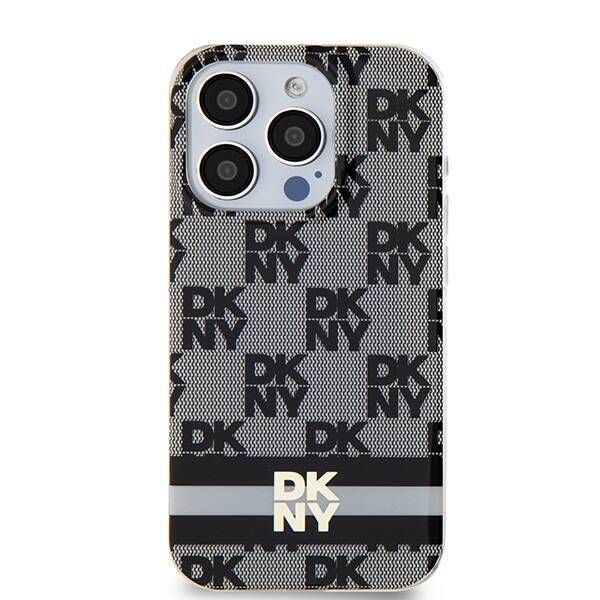 DKNY DKHMP15XHCPTSK iPhone 15 Pro Max 6.7" czarny/black hardcase IML Checkered Mono Pattern & Printed Stripes MagSafe