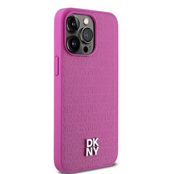 DKNY DKHMP15XPSHRPSP iPhone 15 Pro Max 6.7" różowy/pink hardcase Leather Monogram Pattern Metal Logo MagSafe