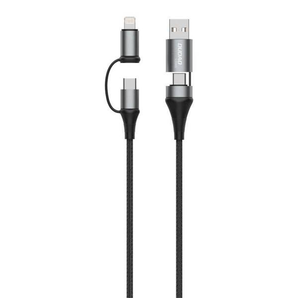 DUDAO KABEL PRZEWÓD 4W1 MICROUSB-LIGHTNING + USB TYP-C-USB 65W 1M