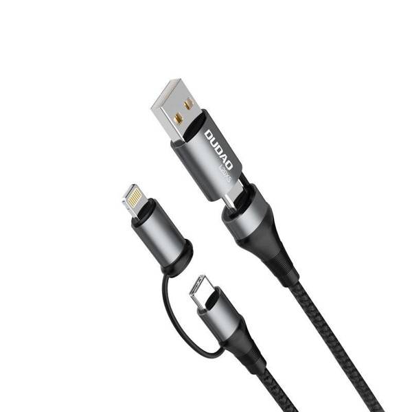 DUDAO KABEL PRZEWÓD 4W1 MICROUSB-LIGHTNING + USB TYP-C-USB 65W 1M