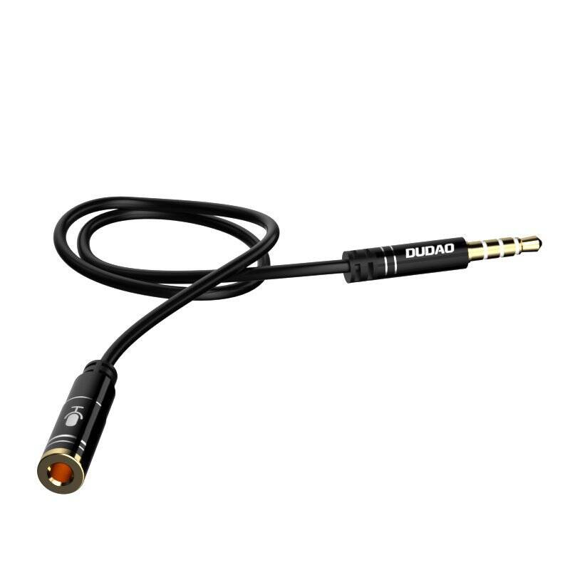 Dudao 4 polowy kabel przewód przedłużacz AUX do słuchawek z mikrofonem 3,5 mm mini jack black