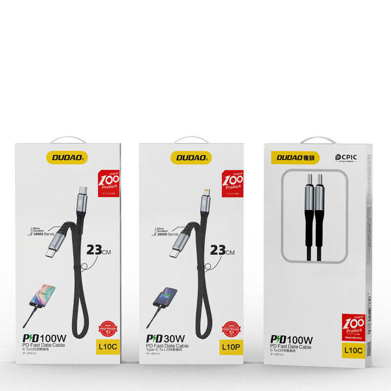 Dudao L10P kabel USB Typ C - Lightning PD20W czarny (L10P)