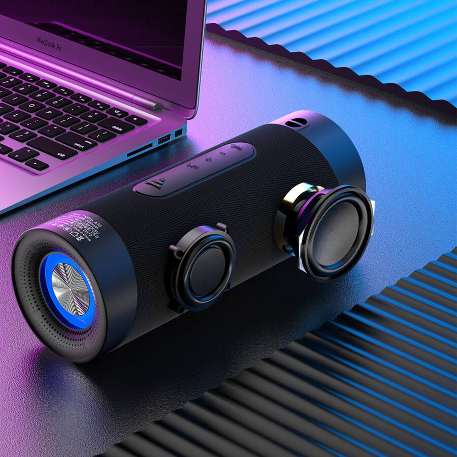 Dudao bezprzewodowy głośnik bluetooth 5.0 światła RGB czarny (Y10Pro)