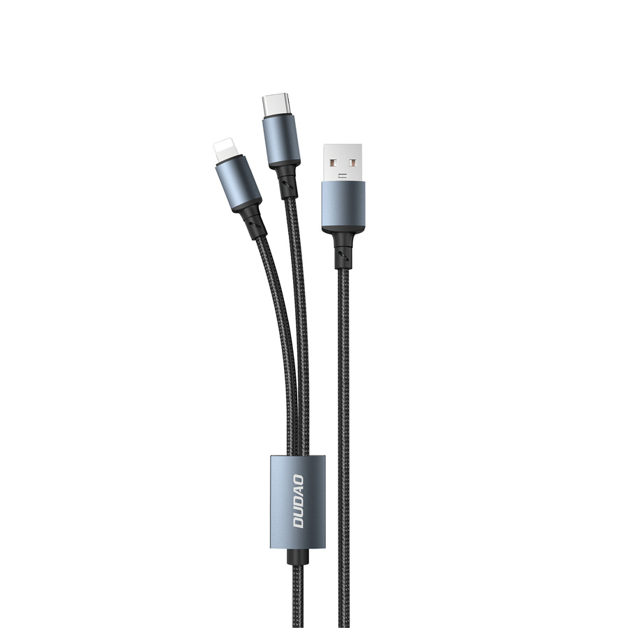 Dudao kabel, przewód USB 3w1 - USB Typ C, micro USB, Lightning 6A - czarny (TGL2)