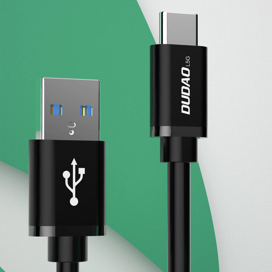 Dudao kabel przewód USB - USB Typ C Super Fast Charge 1 m czarny (L5G-Black)