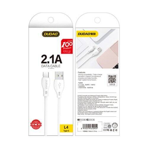 Dudao przewód kabel USB Typ C 2.1A 1m biały (L4T 1m white)