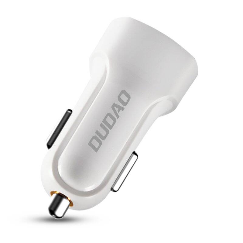 Dudao zestaw samochodowa ładowarka 2x USB 2.4A + kabel przewód USB 3w1 Lightning / Typ C / micro USB biały (R7 white)