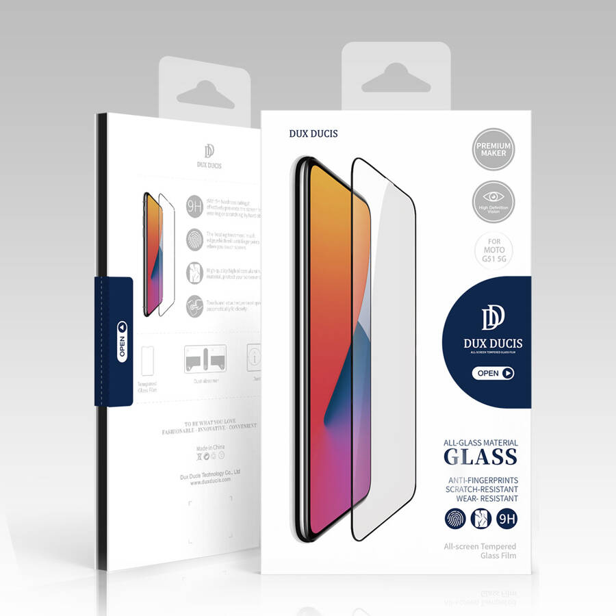 Dux Ducis 9D Tempered Glass wytrzymałe szkło hartowane 9H na cały ekran z ramką Motorola Moto G51 5G czarny (case friendly)