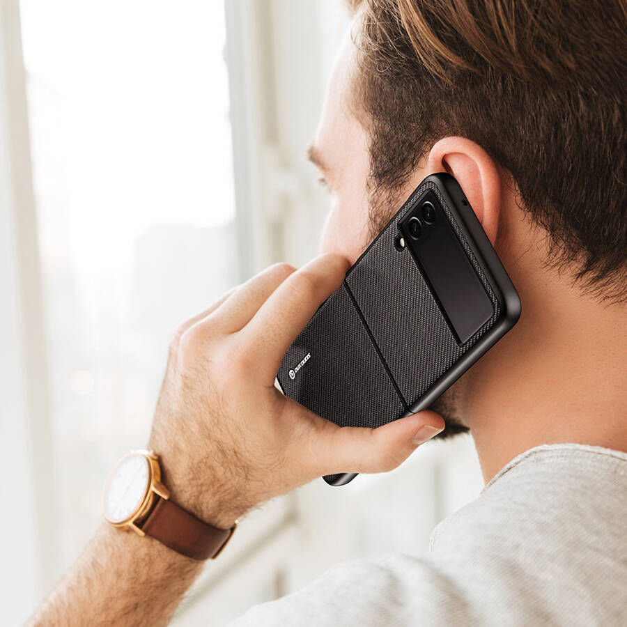 Dux Ducis Fino etui pokrowiec pokryty nylonowym materiałem Samsung Galaxy Z Flip 3 czarny