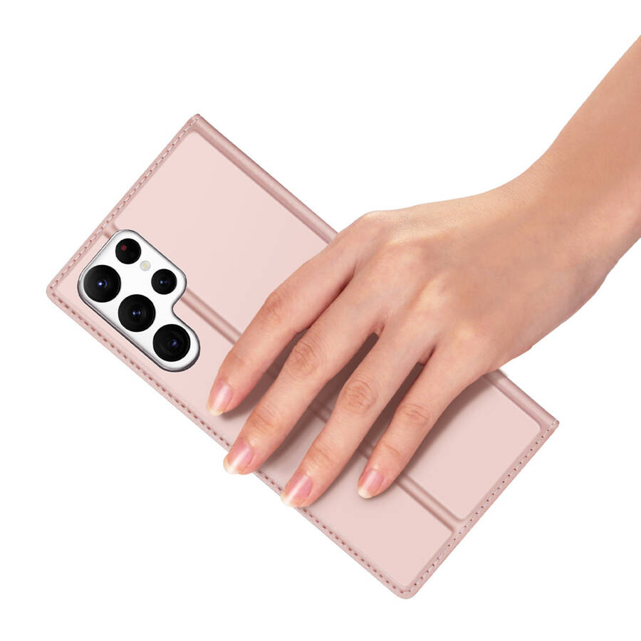 Dux Ducis Skin Pro etui Samsung Galaxy S23 Ultra pokrowiec z klapką portfel na kartę podstawka różowe