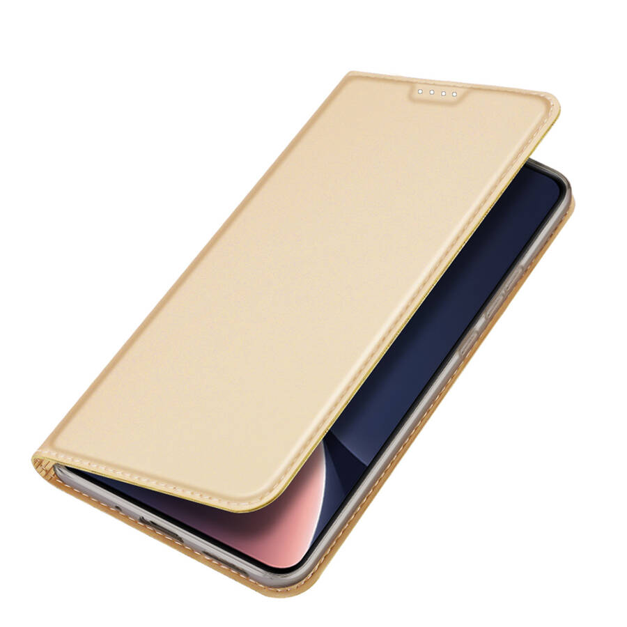 Dux Ducis Skin Pro etui Xiaomi 13 pokrowiec z klapką portfel na kartę podstawka złote