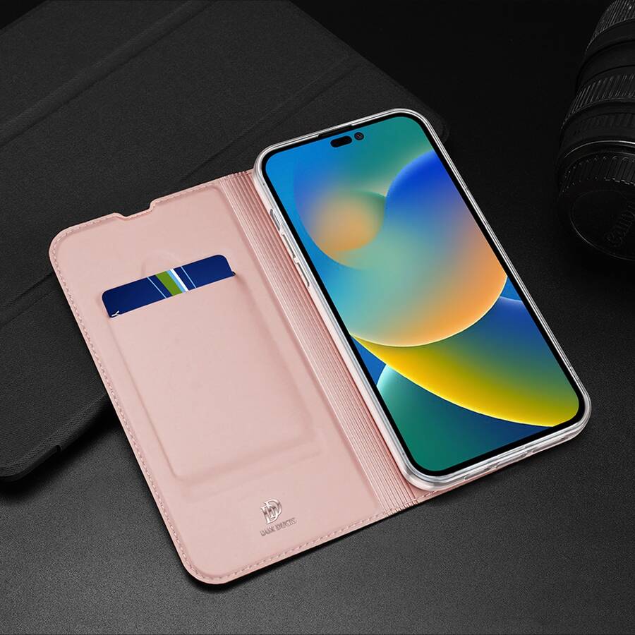 Dux Ducis Skin Pro kabura etui pokrowiec z klapką iPhone 14 Pro różowy