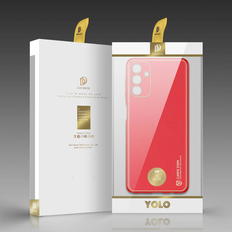Dux Ducis Yolo eleganckie etui pokrowiec ze skóry ekologicznej Samsung Galaxy A13 5G czerwony