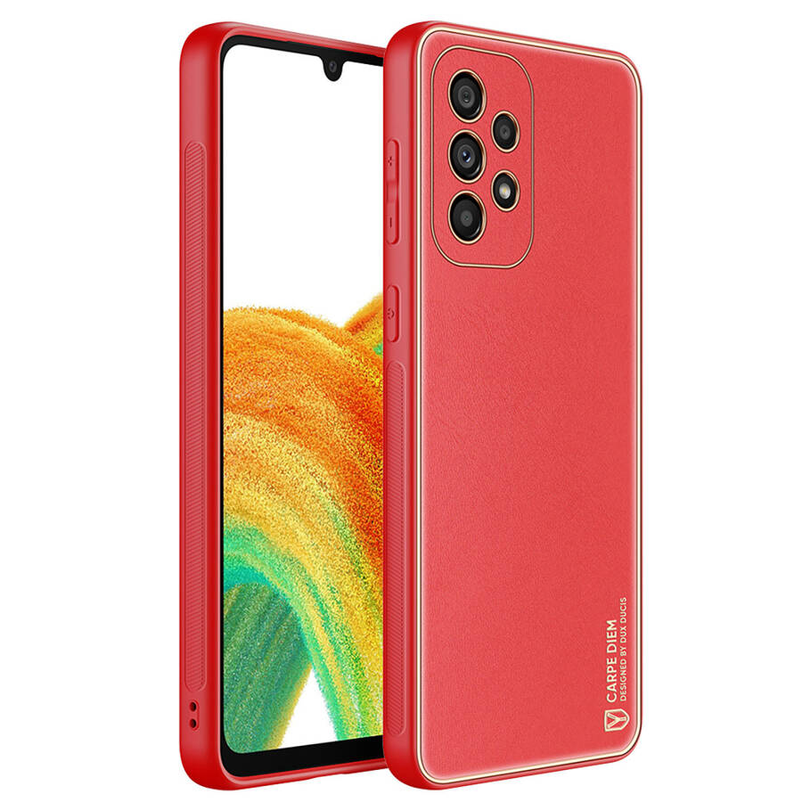 Dux Ducis Yolo eleganckie etui pokrowiec ze skóry ekologicznej Samsung Galaxy A33 5G czerwony