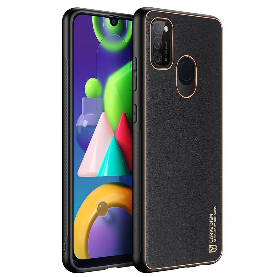 Dux Ducis Yolo eleganckie etui pokrowiec ze skóry ekologicznej Samsung Galaxy M30s czarny