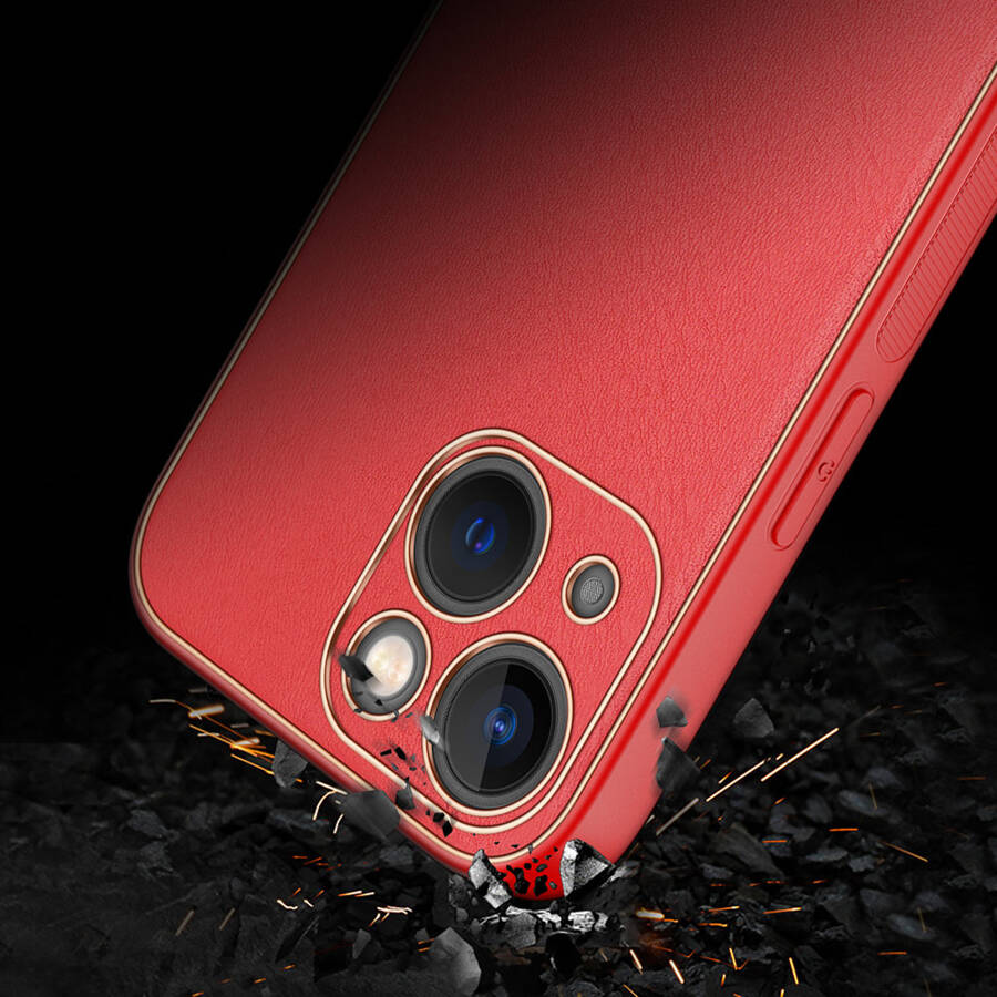 Dux Ducis Yolo eleganckie etui pokrowiec ze skóry ekologicznej iPhone 13 czerwony