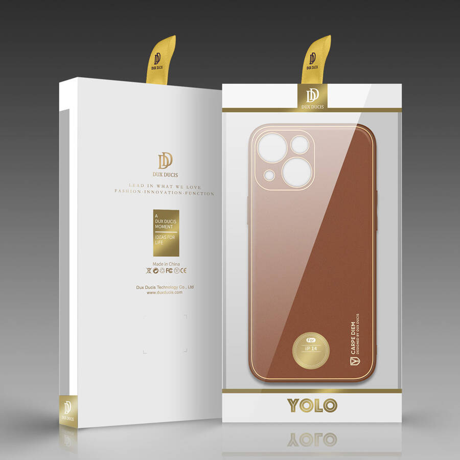 Dux Ducis Yolo etui iPhone 14 elegancki pokrowiec ze skóry ekologicznej brązowy