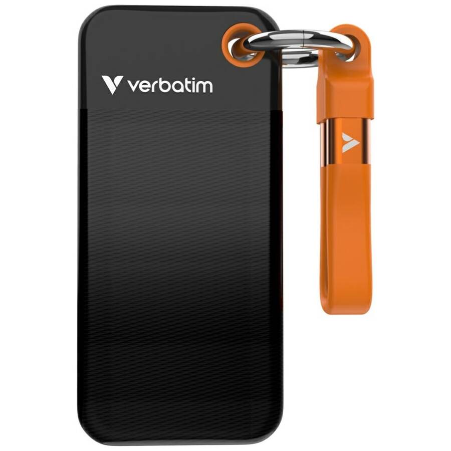 Dysk Zewnętrzny Verbatim Pocket SSD 2TB   - brelok do kluczy z kablem USB-C 3.2 gen.2 czarno-pomarańczowy/black-orange 32197