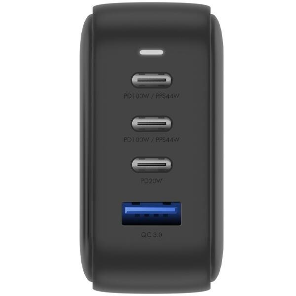 ENERGEA ład. siec. 1xUSB+3xUSB-C PD-PPS-QC 3.0 100W 3C1A czarny/black US+EU Travelite GAN100