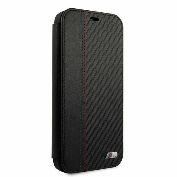 ETUI BMW BMFLBKP12SMCARBK IPHONE 12 MINI 5,4" CZARNY/BLACK BOOK M COLLECTION PU CARBON STRIPE