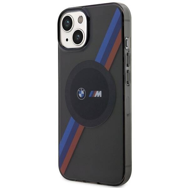 ETUI BMW BMHMP14SHDTK IPHONE 14 / 15 / 13 6.1" SZARY/GREY TRICOLOR STRIPES MAGSAFE