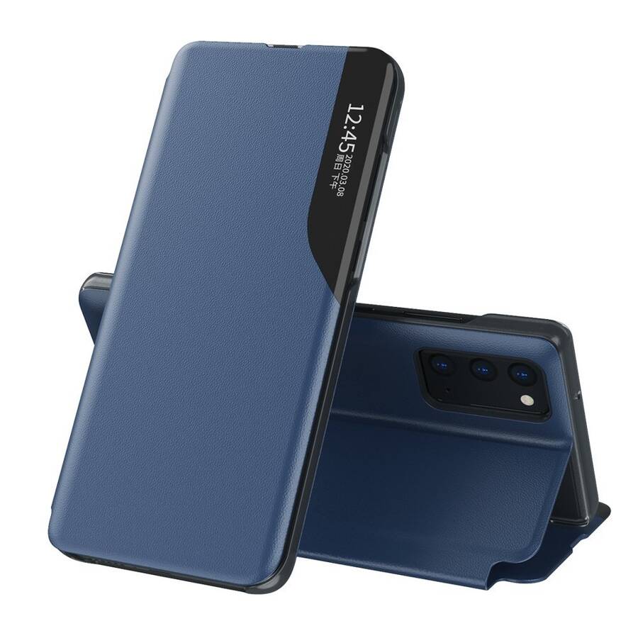 Eco Leather View Case elegancki futerał etui z klapką i funkcją podstawki Samsung Galaxy A12 / Galaxy M12 niebieski