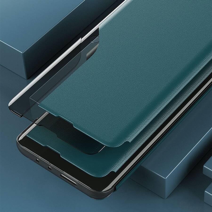 Eco Leather View Case elegancki futerał etui z klapką i funkcją podstawki Samsung Galaxy A12 / Galaxy M12 niebieski