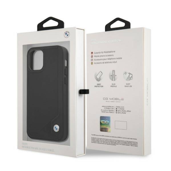 Etui BMW BMHCP12MRCDPK iPhone 12/12 Pro  6,1" czarny/black hardcase Leather Deboss