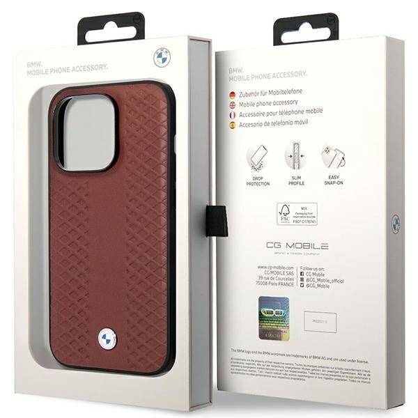 Etui BMW BMHCP14L22RFGR iPhone 14 Pro  6,1" burgundowy/burgundy Leather Diamond Pattern